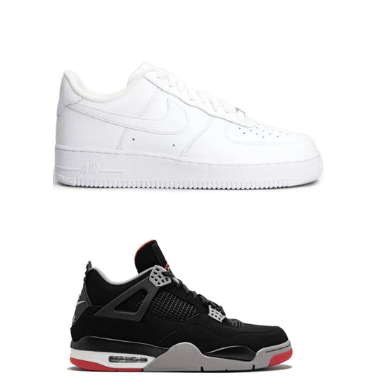 NIKE AIRFORCE 1 / AIRJORDAN BRED RED COMBO